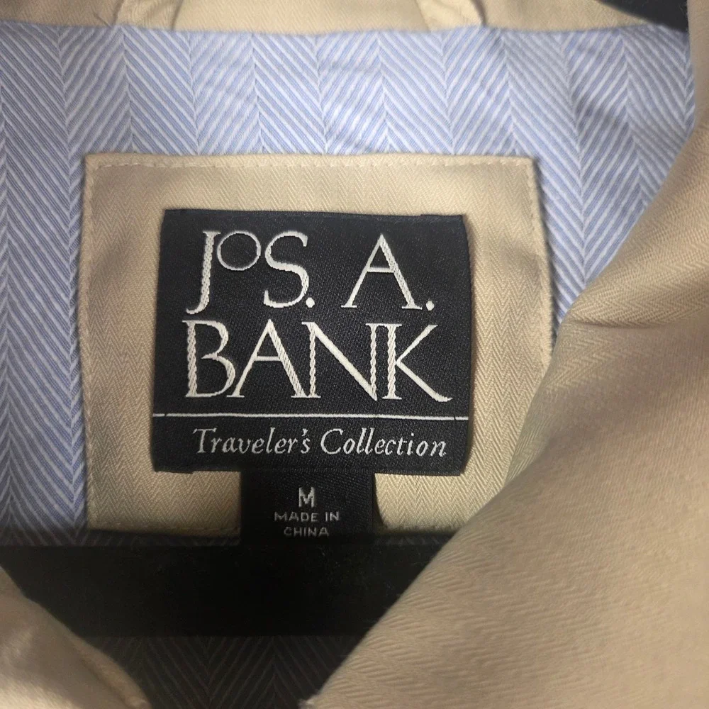 JOS A BANK Traveler Collection Mens Beige Harrington Style Jacket Size Medium